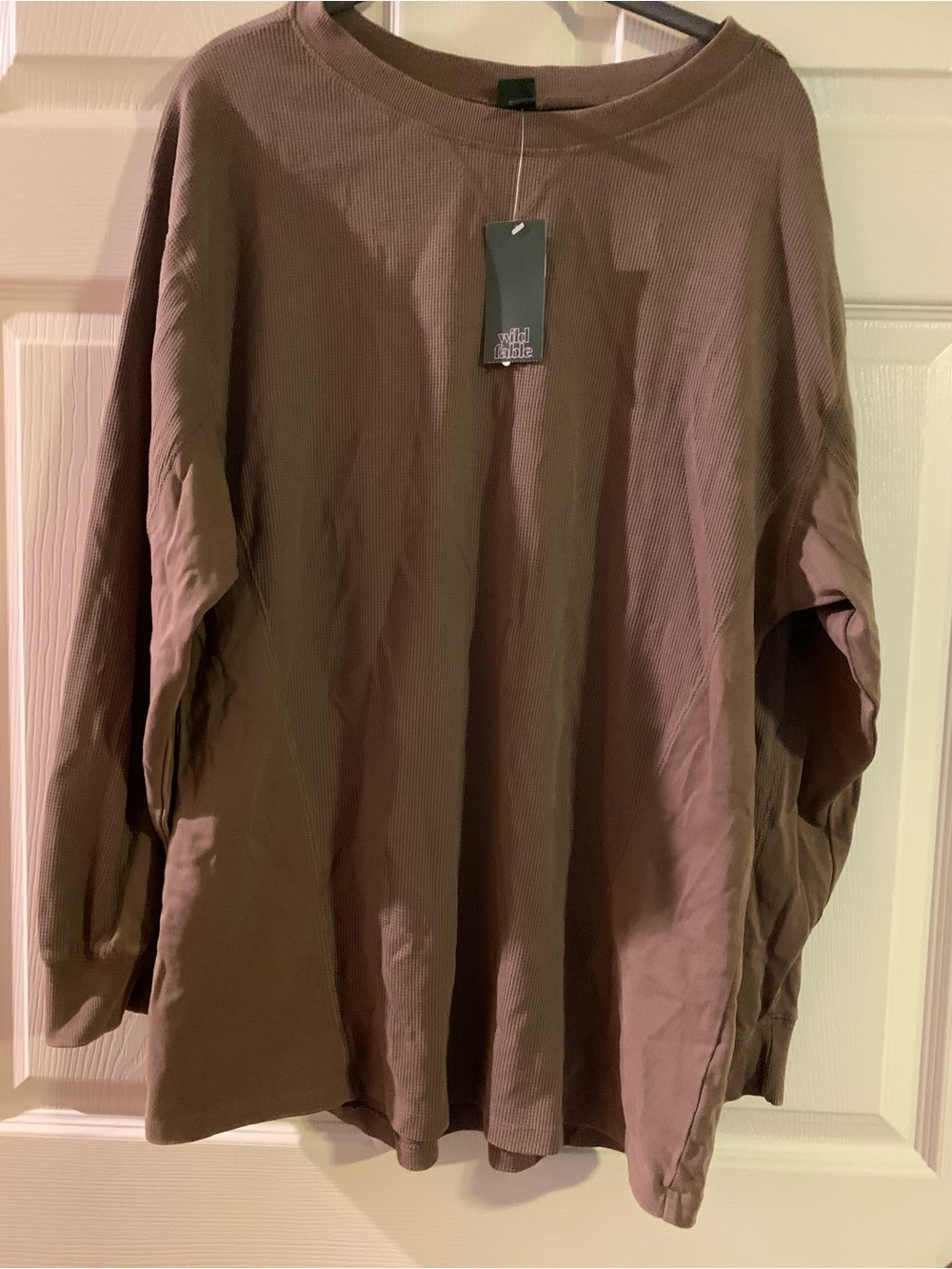wild fable Men's Long Sleeve Ribbed Crewneck Shirt - Brown